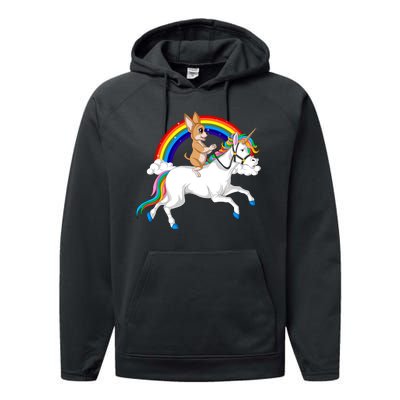 Chihuahua Riding Unicorn Performance Fleece Hoodie