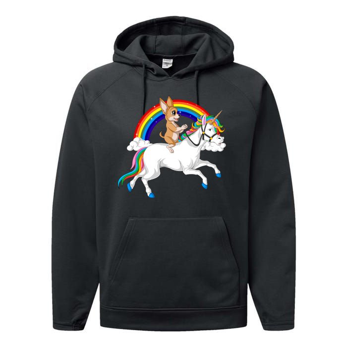 Chihuahua Riding Unicorn Performance Fleece Hoodie