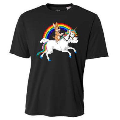 Chihuahua Riding Unicorn Cooling Performance Crew T-Shirt