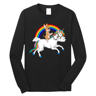 Chihuahua Riding Unicorn Long Sleeve Shirt