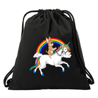 Chihuahua Riding Unicorn Drawstring Bag