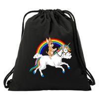 Chihuahua Riding Unicorn Drawstring Bag