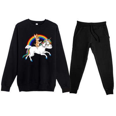 Chihuahua Riding Unicorn Premium Crewneck Sweatsuit Set