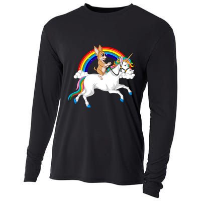 Chihuahua Riding Unicorn Cooling Performance Long Sleeve Crew