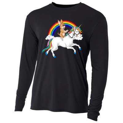 Chihuahua Riding Unicorn Cooling Performance Long Sleeve Crew