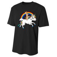 Chihuahua Riding Unicorn Performance Sprint T-Shirt