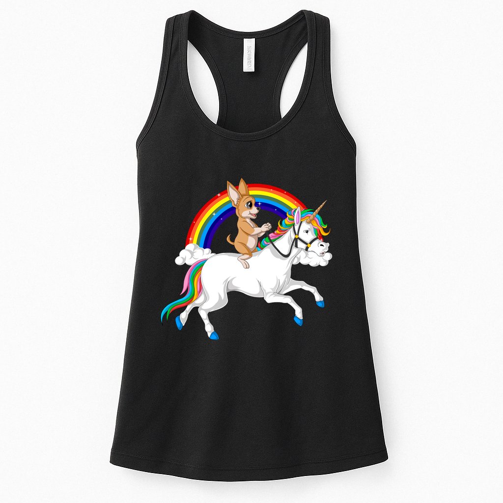 Chihuahua Riding Unicorn Womens Tank Top