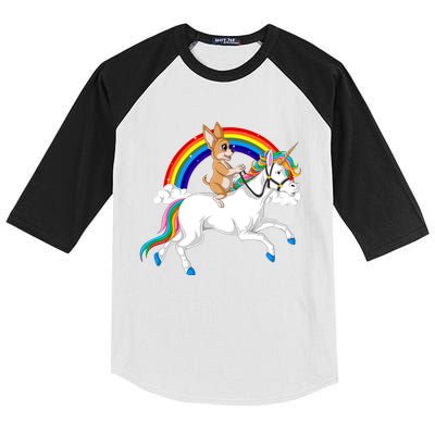 Chihuahua Riding Unicorn Kids Colorblock Raglan Jersey