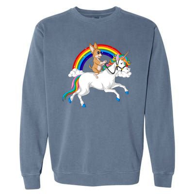 Chihuahua Riding Unicorn Garment-Dyed Sweatshirt