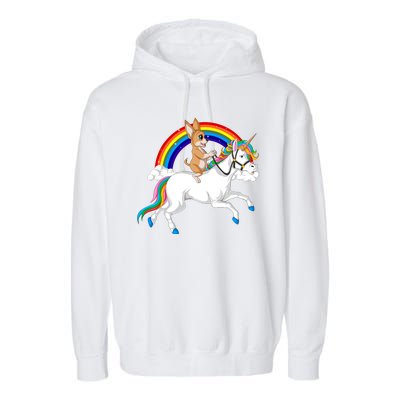 Chihuahua Riding Unicorn Garment-Dyed Fleece Hoodie