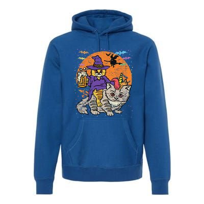 Cat Riding Unicorn Cat Halloween Costume Kitten Premium Hoodie