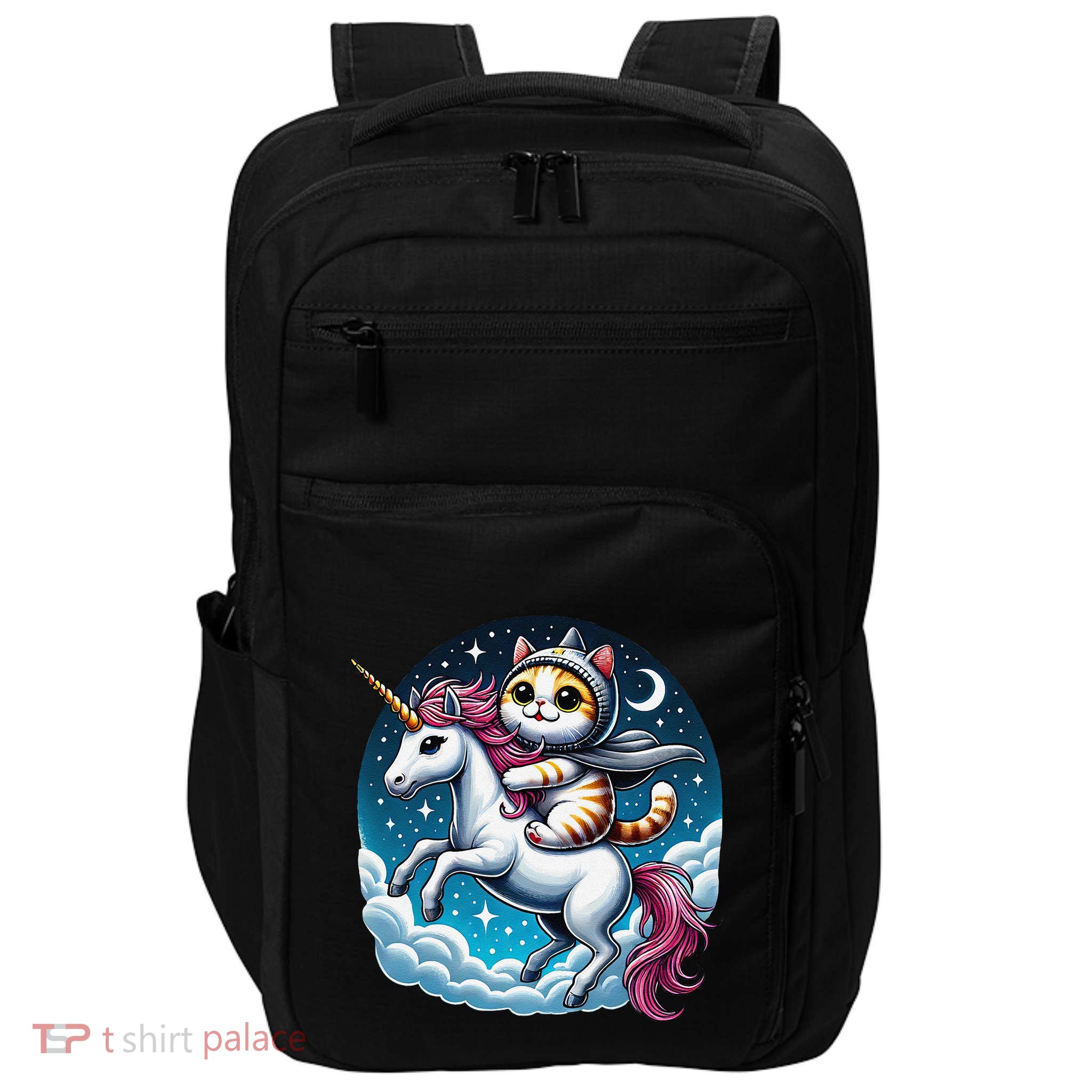 Cat Riding Unicorn Funny Imagination Cute Cat And Unicorn Impact Tech Backpack