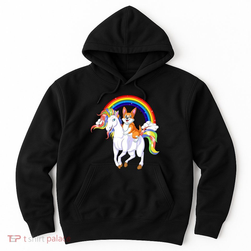 Corgi Riding Unicorn Hoodie