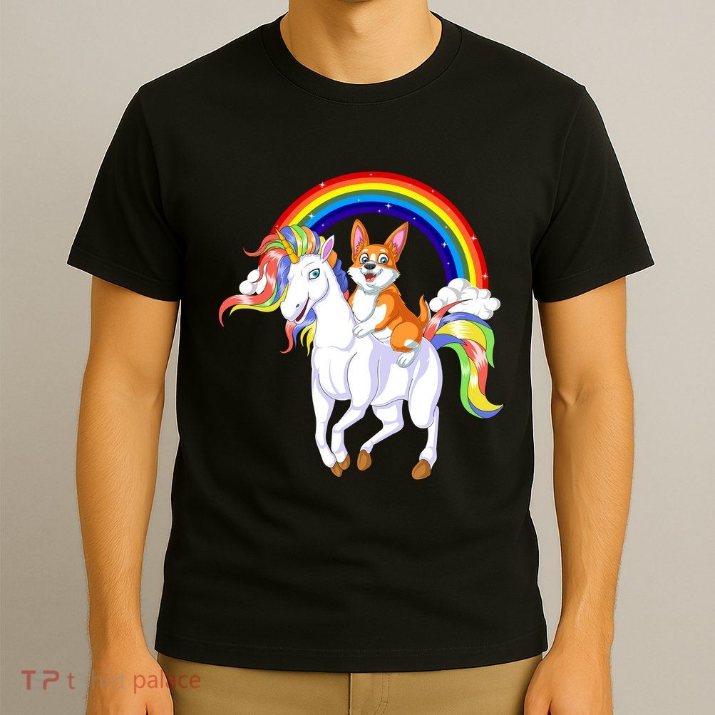 Corgi Riding Unicorn T-Shirt