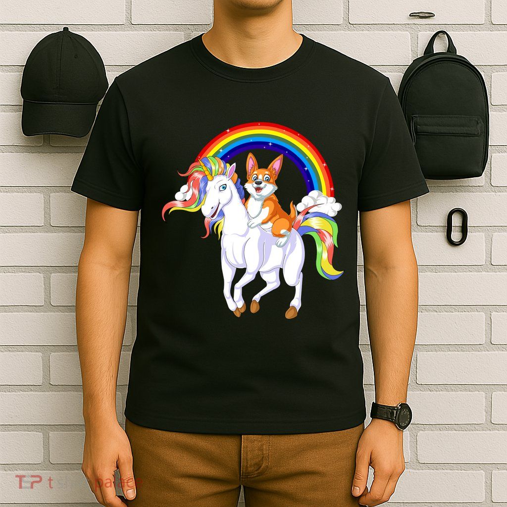 Corgi Riding Unicorn T-Shirt