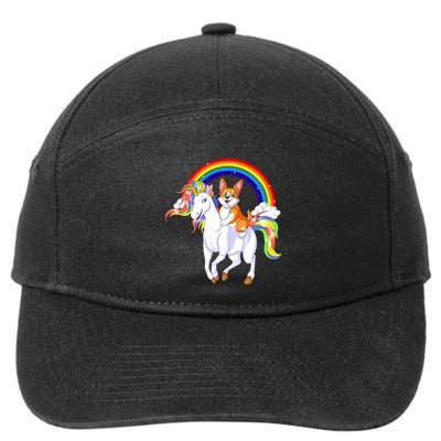 Corgi Riding Unicorn 7-Panel Snapback Hat