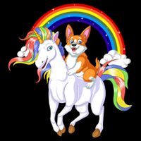 Corgi Riding Unicorn Drawstring Bag