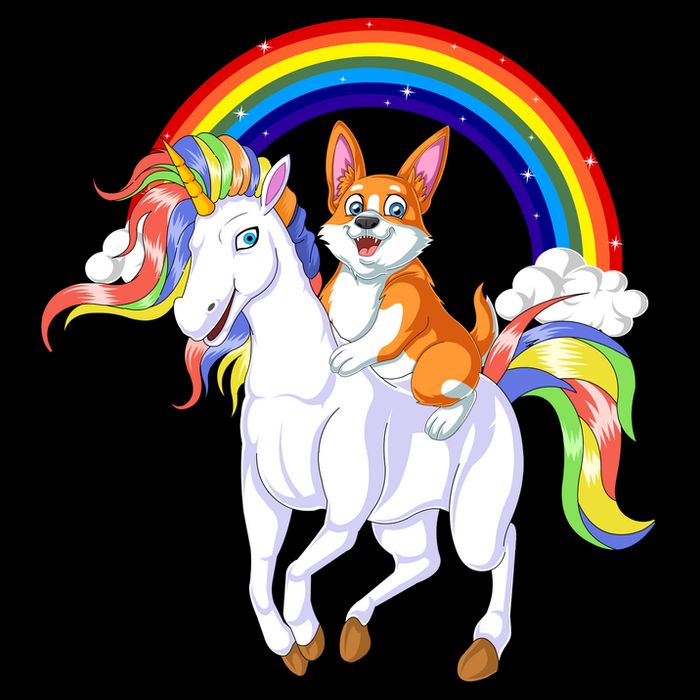 Corgi Riding Unicorn Drawstring Bag