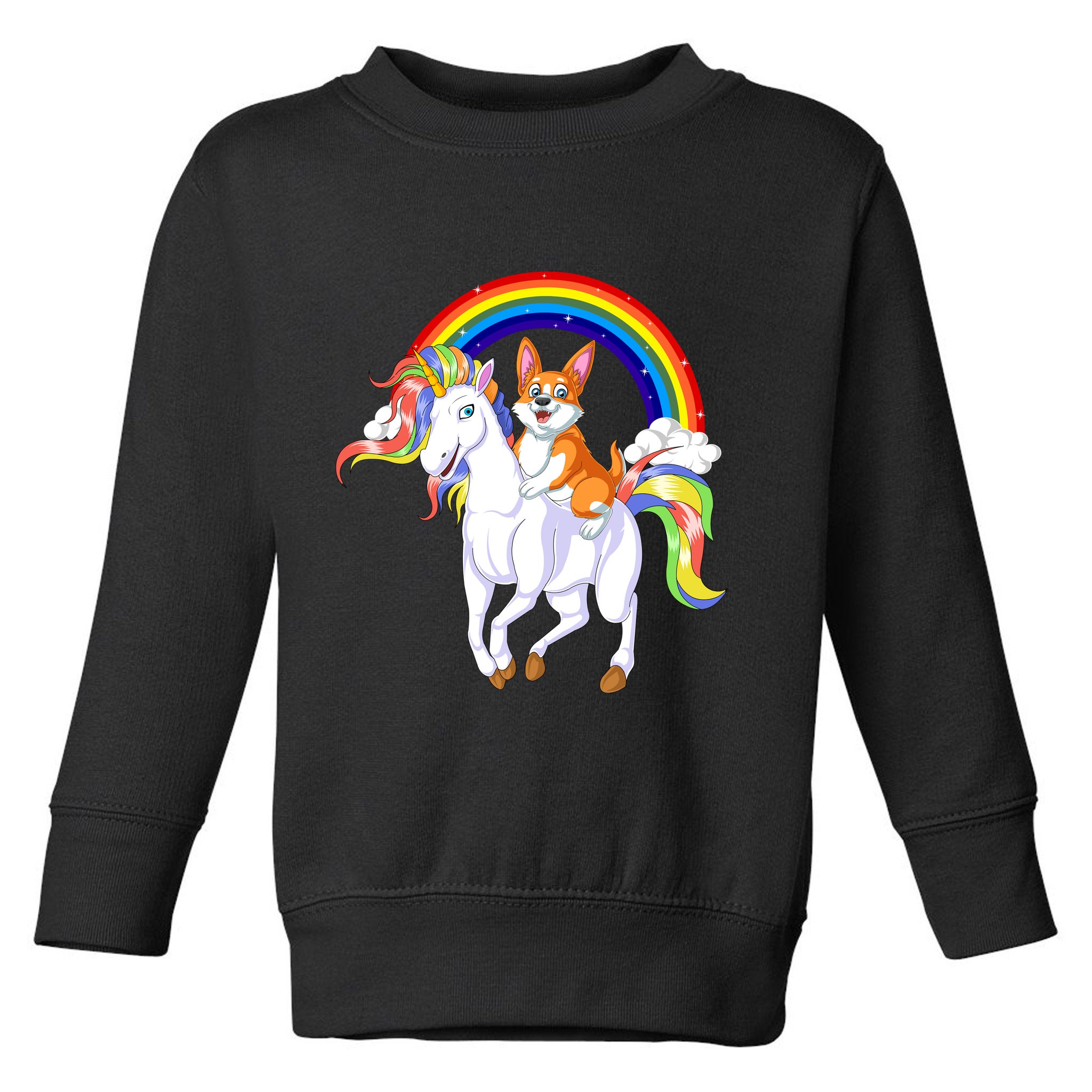Corgi Riding Unicorn Toddler Sweatshirt