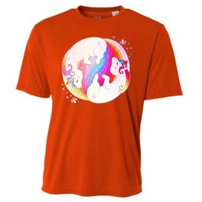 Cute Rainbow Unicorns Yin Yang Cooling Performance Crew T-Shirt