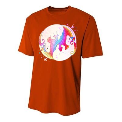 Cute Rainbow Unicorns Yin Yang Performance Sprint T-Shirt