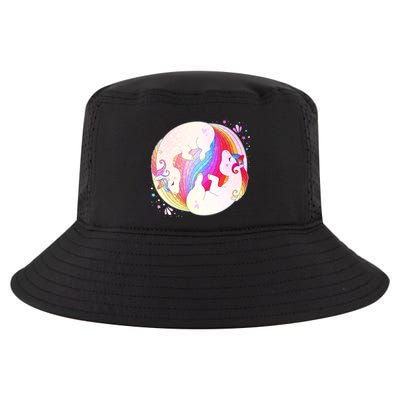 Cute Rainbow Unicorns Yin Yang Cool Comfort Performance Bucket Hat