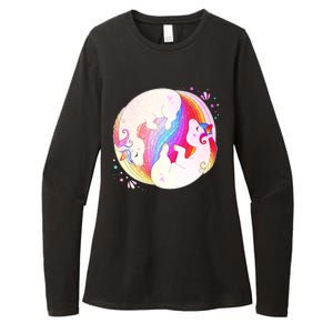 Cute Rainbow Unicorns Yin Yang Womens CVC Long Sleeve Shirt