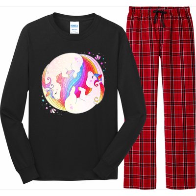 Cute Rainbow Unicorns Yin Yang Long Sleeve Pajama Set