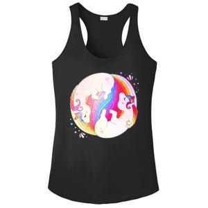 Cute Rainbow Unicorns Yin Yang Ladies PosiCharge Competitor Racerback Tank