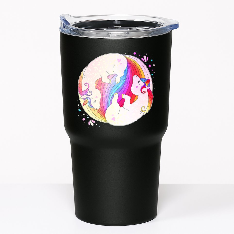 Cute Rainbow Unicorns Yin Yang Tumbler