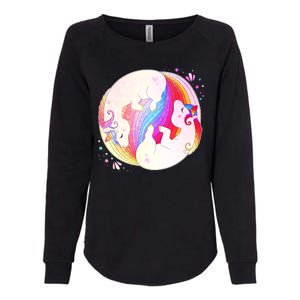 Cute Rainbow Unicorns Yin Yang Womens California Wash Sweatshirt