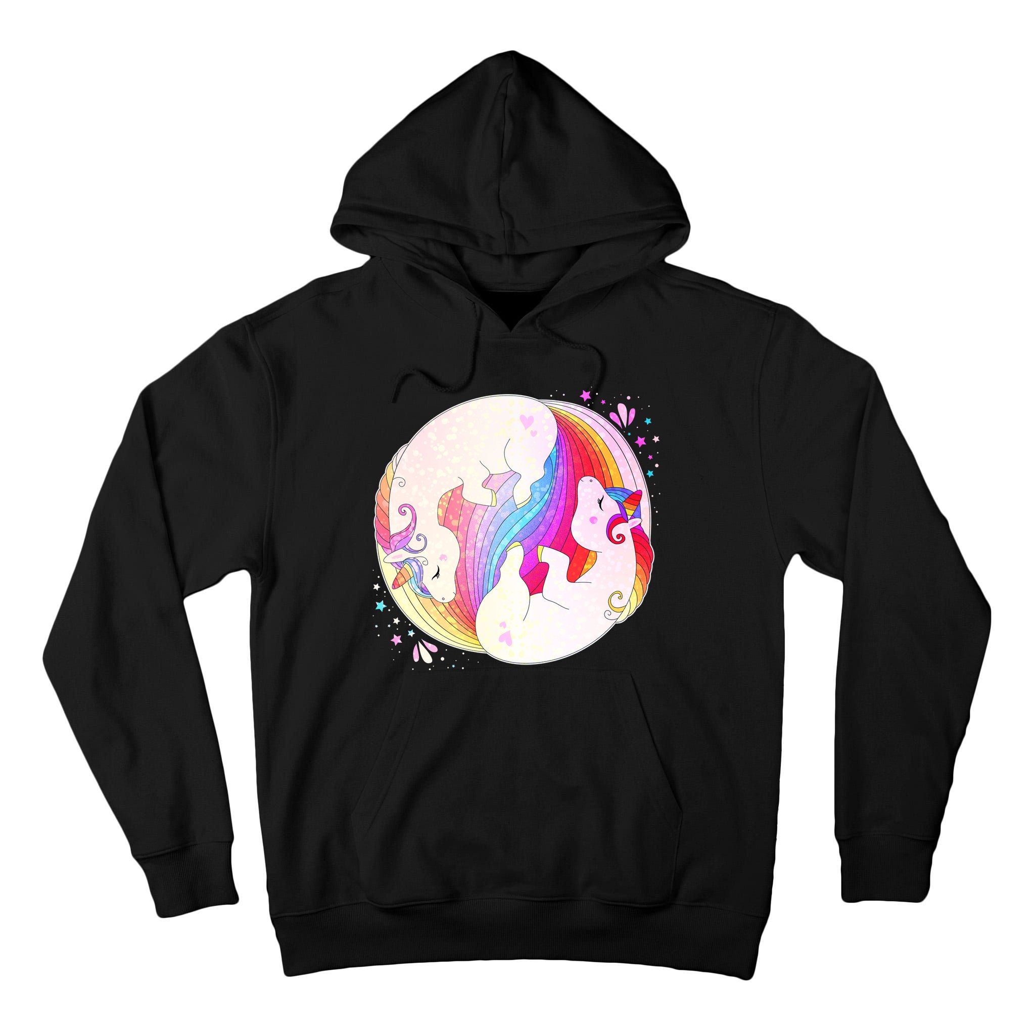 Cute Rainbow Unicorns Yin Yang Tall Hoodie
