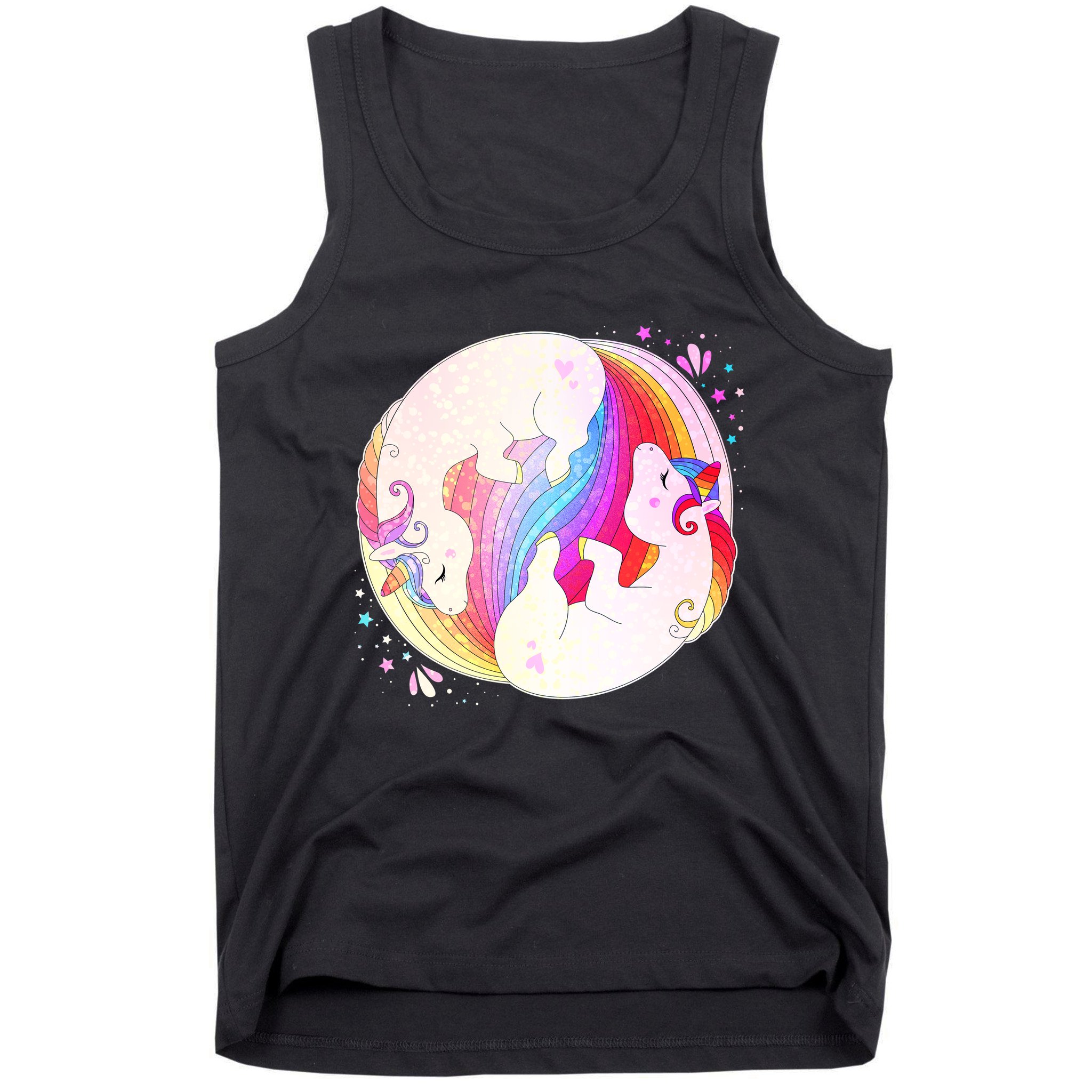 Cute Rainbow Unicorns Yin Yang Tank Top