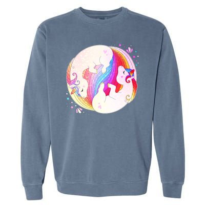 Cute Rainbow Unicorns Yin Yang Garment-Dyed Sweatshirt