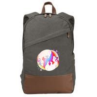 Cute Rainbow Unicorns Yin Yang Cotton Canvas Backpack