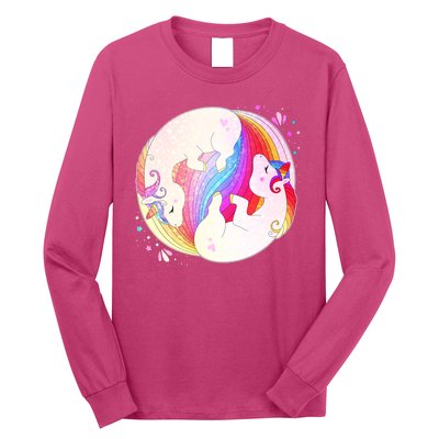 Cute Rainbow Unicorns Yin Yang Long Sleeve Shirt