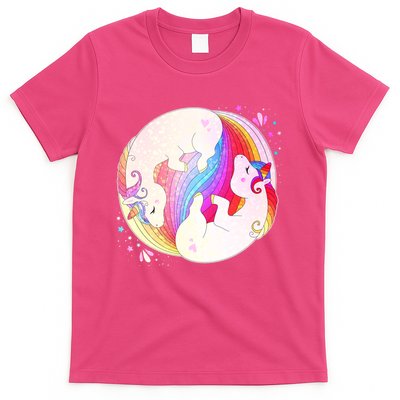 Cute Rainbow Unicorns Yin Yang T-Shirt