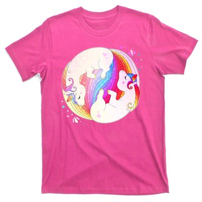 Cute Rainbow Unicorns Yin Yang T-Shirt