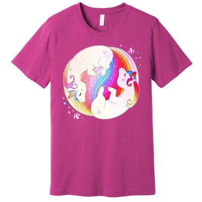 Cute Rainbow Unicorns Yin Yang Premium T-Shirt