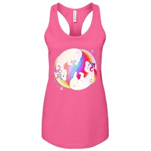 Cute Rainbow Unicorns Yin Yang Women's Racerback Tank