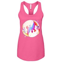 Cute Rainbow Unicorns Yin Yang Women's Racerback Tank