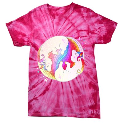 Cute Rainbow Unicorns Yin Yang Tie-Dye T-Shirt
