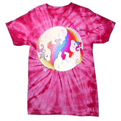 Cute Rainbow Unicorns Yin Yang Tie-Dye T-Shirt