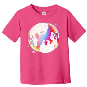 Cute Rainbow Unicorns Yin Yang Toddler T-Shirt