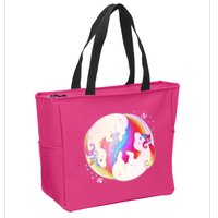 Cute Rainbow Unicorns Yin Yang Zip Tote Bag