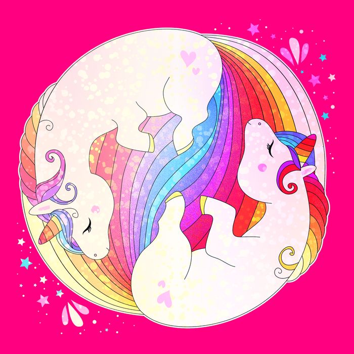 Cute Rainbow Unicorns Yin Yang Zip Tote Bag