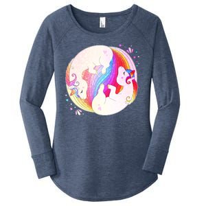 Cute Rainbow Unicorns Yin Yang Women's Perfect Tri Tunic Long Sleeve Shirt