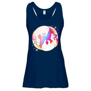 Cute Rainbow Unicorns Yin Yang Ladies Essential Flowy Tank