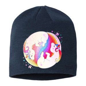 Cute Rainbow Unicorns Yin Yang Sustainable Beanie