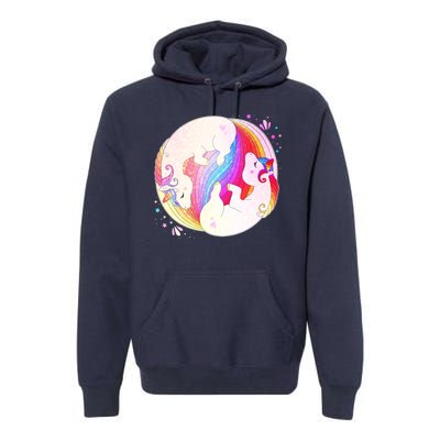 Cute Rainbow Unicorns Yin Yang Premium Hoodie